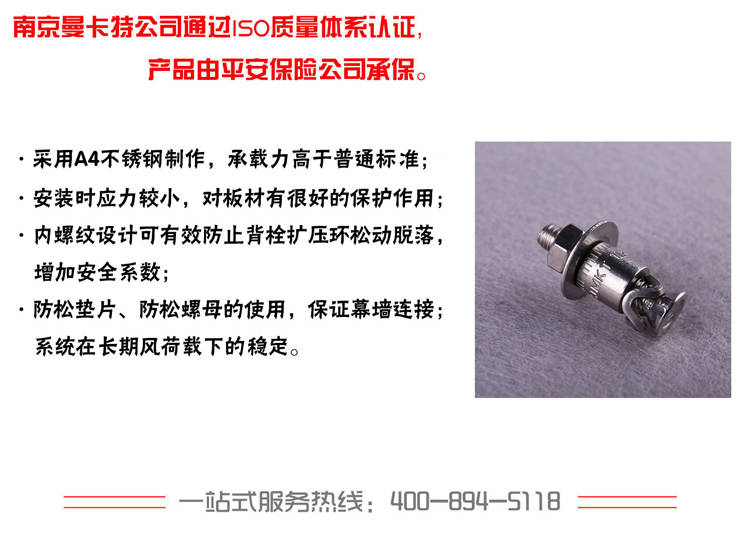 曼卡特316不銹鋼敲擊式背栓